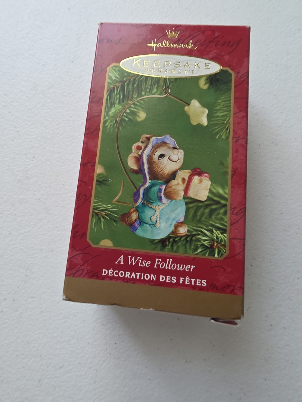 Hallmark Keepsake Ornament - Red & Gold Holiday Bear with Blue Outfit